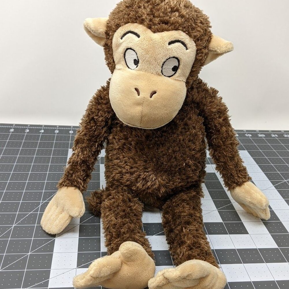 Brown & Beige Fluffy Plush Monkey Stuffed Animal Toy